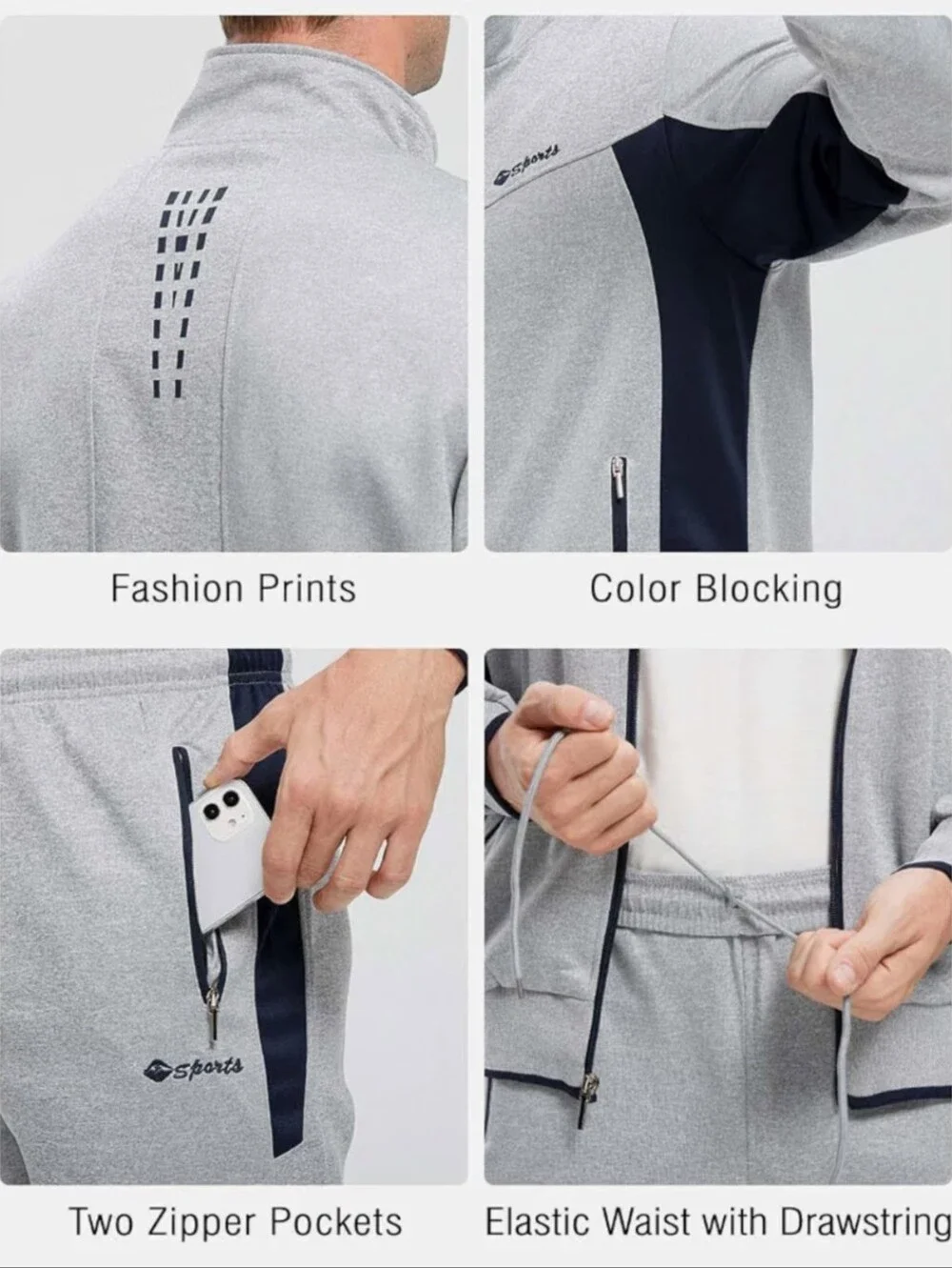 Men's Tracksuit Sweatsuits 2 Piece Set Athletic Jogging Gym Activewear